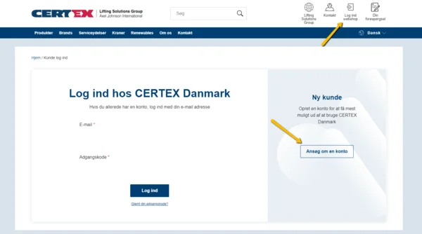 webshop login