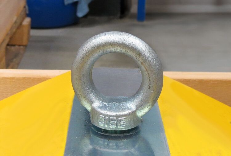 Fixed lifting eye mounted on product