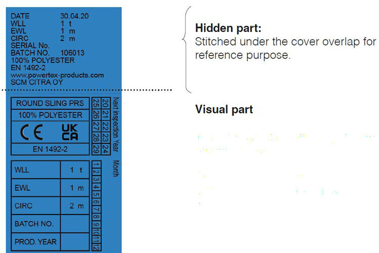 Hidden part of label on roundsling | © CERTEX Danmark A/S