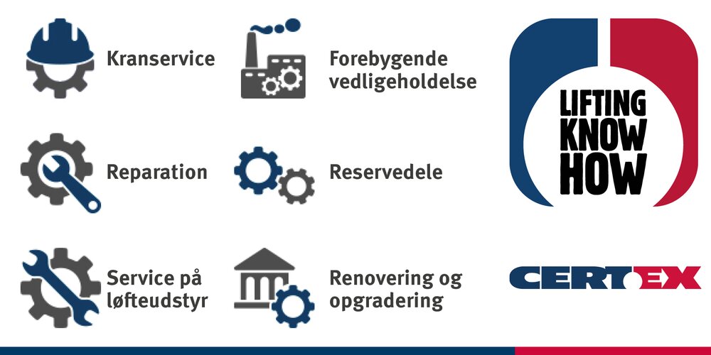 Serviceeftersyn | © CERTEX Danmark A/S Serviceeftersyn, reparation og vedligehold af løfteudstyr og kraner | © CERTEX Danmark A/S