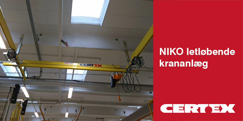 NIKO letløbende kran | © CERTEX Danmark A/S NIKO letløbende krananlæg færdigmonteret | © CERTEX Danmark A/S