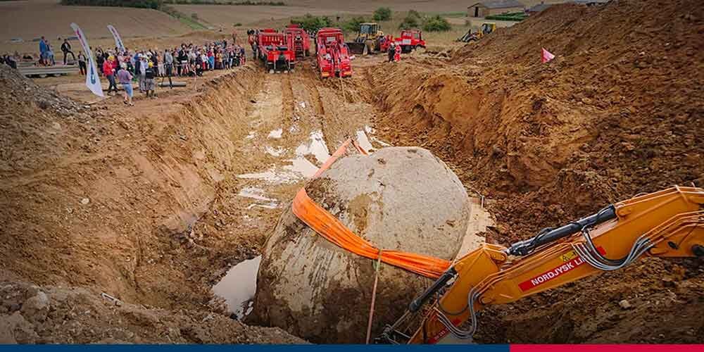 Giant stone is moved