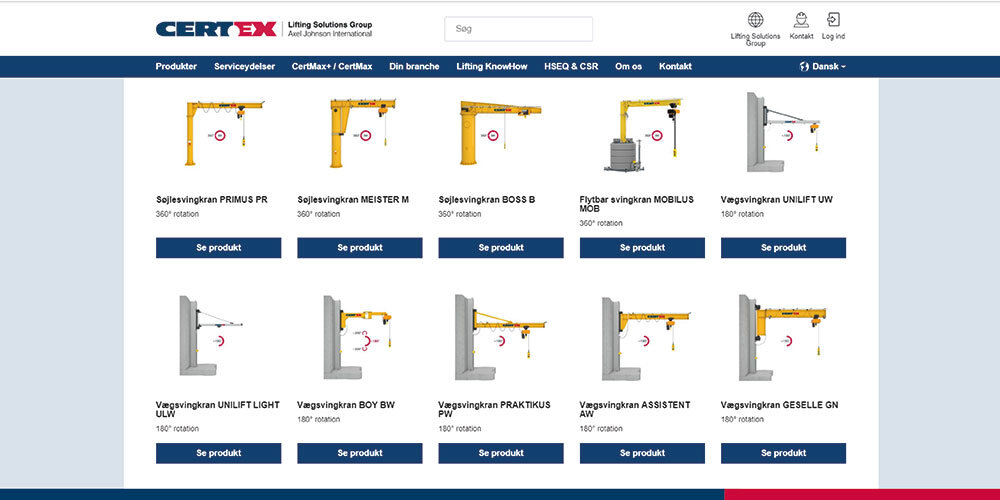 Svingkraner på www.certex.dk