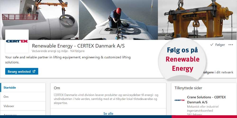 Følg vores nye showcase side Renewable Energy på LinkedIn | © CERTEX Danmark A/S