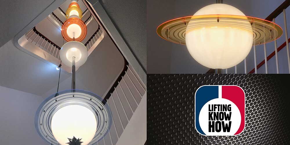 Special suspension of lamps in stairwell