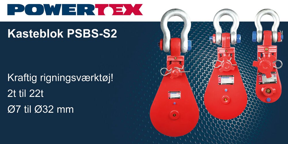 POWERTEX Kasteblok med sjækkel type PSBS-S2 | © CERTEX Danmark A/S POWERTEX Kasteblok type PSBS-S2 | © CERTEX Danmark A/S