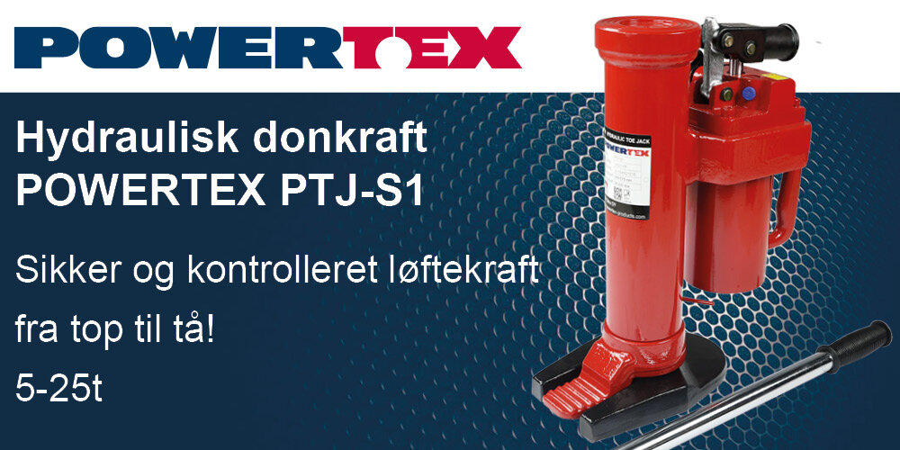POWERTEX hydraulisk donkraft type PTJ-S1fra CERTEX | © CERTEX Danmark A/S POWERTEX hydraulisk donkraft type PTJ-S1f | © CERTEX Danmark A/S