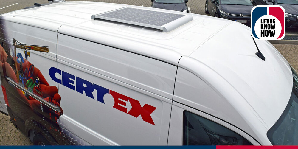 Solar cell on service van roof 